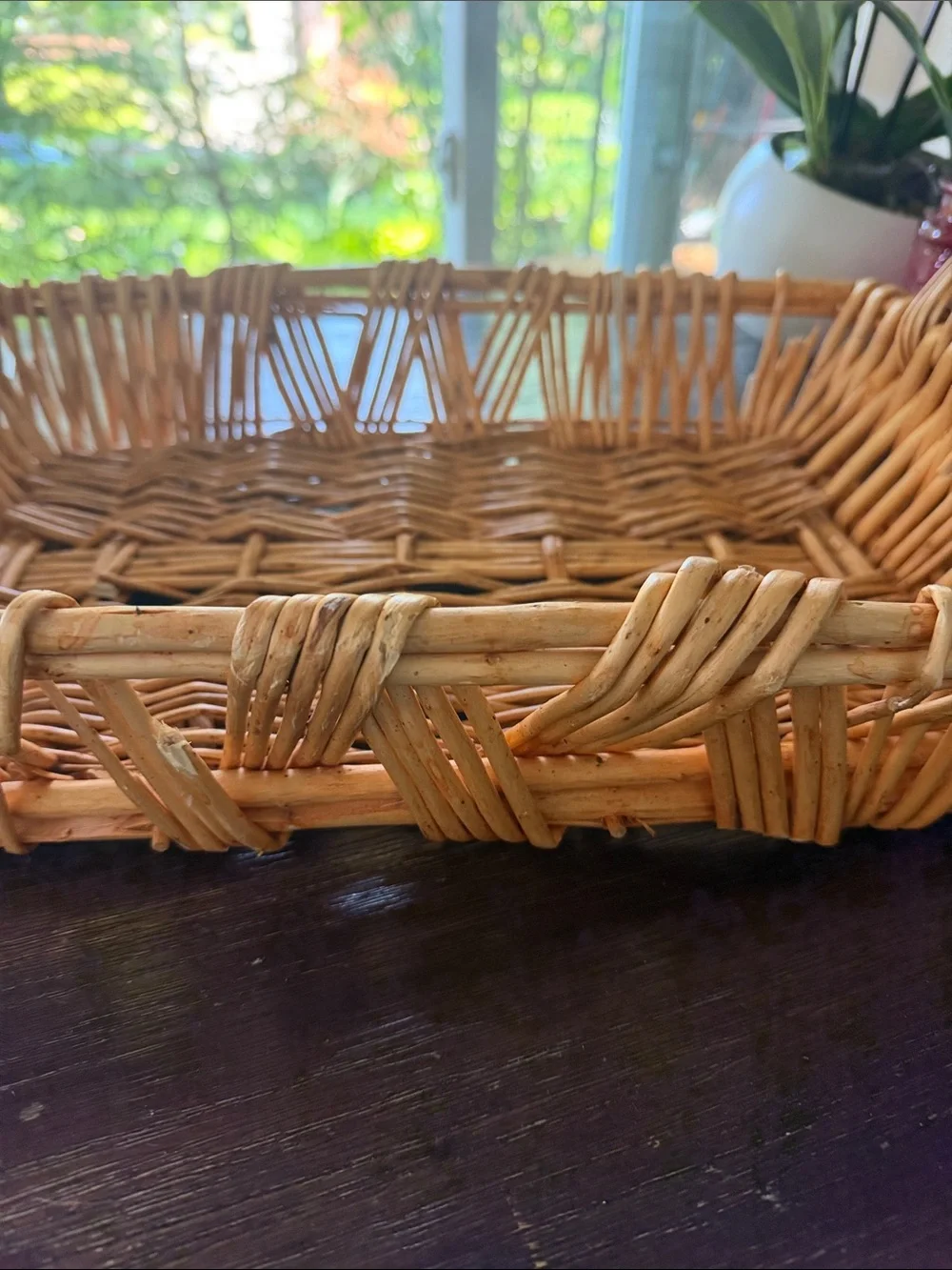 Woven Wicker Serving Basket - Natural Brown